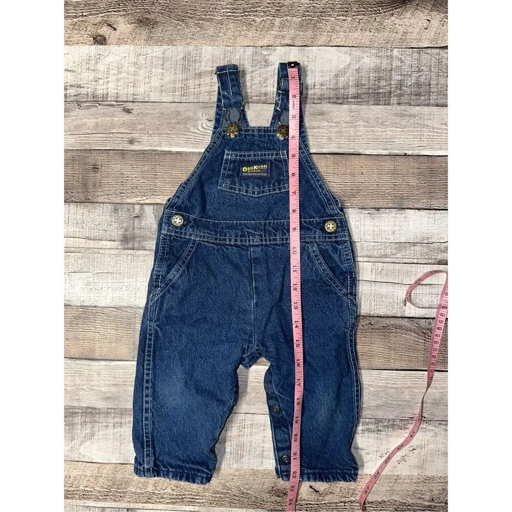 Vintage Oshkosh B’Gosh Baby Toddler 12mo USA Union Made Vestbak Denim Overalls